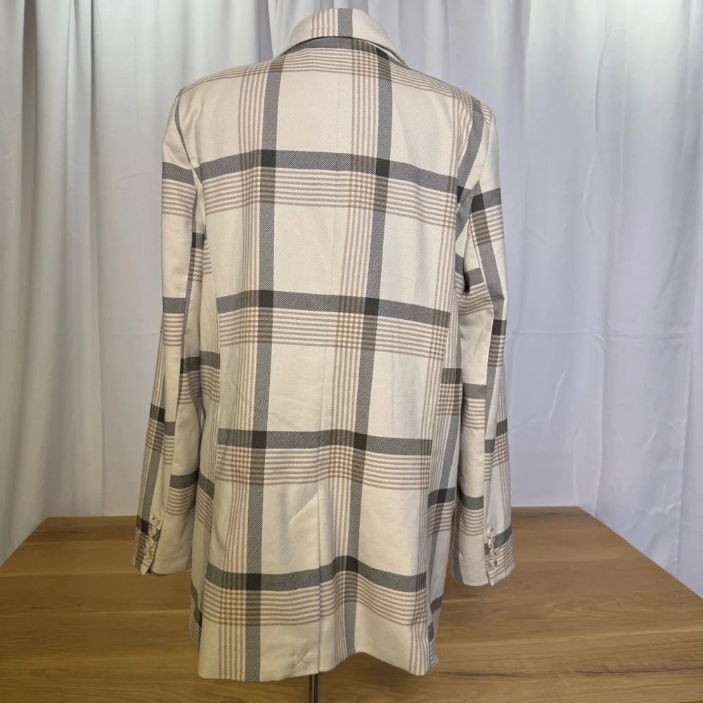 Maison d'Amélie Paris oversized light blazer neutral Check Plaid Double Breasted